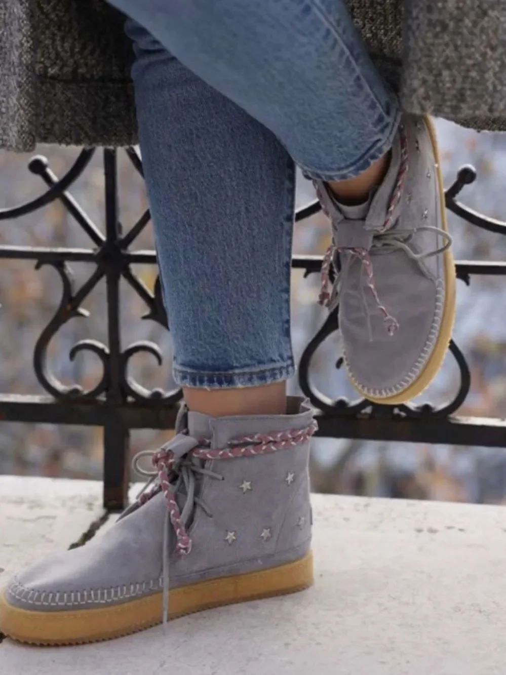Free People Laidback London Argo Ankle Suede Stars Boots Moccasins 42 NEW